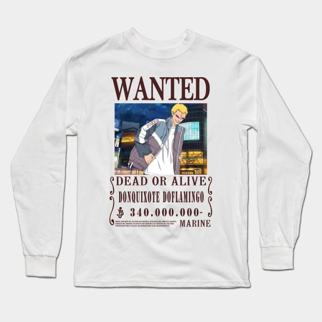 Doflamingo One Piece Wanted Long Sleeve T-Shirt by Teedream